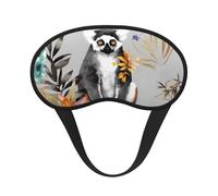 Sleep Mask for Side Sleeper Silk Sleeping Eye Masks with Elastic Strap Super Soft Eye Sleep Shade Cover Animals Lemur Flowers Pattern Blackout Night Blindfold for Women Men Travel