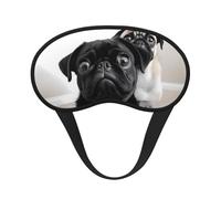 Sleep Mask for Side Sleeper Silk Sleeping Eye Masks with Elastic Strap Super Soft Eye Sleep Shade Cover Cute Black Pug Dog Blackout Night Blindfold for Women Men Travel