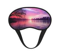 Sleep Mask for Side Sleeper Silk Sleeping Eye Masks with Elastic Strap Super Soft Eye Sleep Shade Cover Purple Sunset on Water Blackout Night Blindfold for Women Men Travel