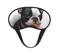 Sleep Mask for Side Sleeper Silk Sleeping Eye Masks with Elastic Strap Super Soft Eye Sleep Shade Cover Boston Terrier Blackout Night Blindfold for Women Men Travel