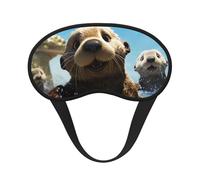 Sleep Mask for Side Sleeper Silk Sleeping Eye Masks with Elastic Strap Super Soft Eye Sleep Shade Cover Lovely Sea Otter Blackout Night Blindfold for Women Men Travel