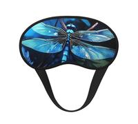 Sleep Mask for Side Sleeper Silk Sleeping Eye Masks with Elastic Strap Super Soft Eye Sleep Shade Cover Art Blue Dragonfly Blackout Night Blindfold for Women Men Travel