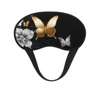 Sleep Mask for Side Sleeper Silk Sleeping Eye Masks with Elastic Strap Super Soft Eye Sleep Shade Cover Gold White Butterflies Black Blackout Night Blindfold for Women Men Travel