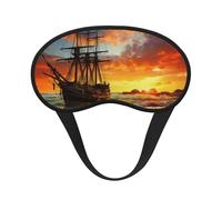 Sleep Mask for Side Sleeper Silk Sleeping Eye Masks with Elastic Strap Super Soft Eye Sleep Shade Cover Pirate Ship in The Sunset Blackout Night Blindfold for Women Men Travel