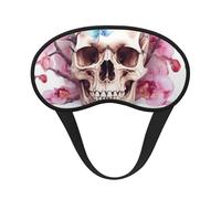 Sleep Mask for Side Sleeper Silk Sleeping Eye Masks with Elastic Strap Super Soft Eye Sleep Shade Cover Human Skull Flowers Blackout Night Blindfold for Women Men Travel