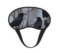 Sleep Mask for Side Sleeper Silk Sleeping Eye Masks with Elastic Strap Super Soft Eye Sleep Shade Cover Black Crow Birds Blackout Night Blindfold for Women Men Travel