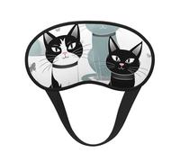 Sleep Mask for Side Sleeper Silk Sleeping Eye Masks with Elastic Strap Super Soft Eye Sleep Shade Cover Black and White Cats Blackout Night Blindfold for Women Men Travel