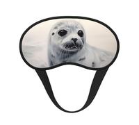 Sleep Mask for Side Sleeper Silk Sleeping Eye Masks with Elastic Strap Super Soft Eye Sleep Shade Cover Harp Seal Painting Blackout Night Blindfold for Women Men Travel