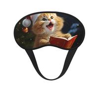 Sleep Mask for Side Sleeper Silk Sleeping Eye Masks with Elastic Strap Super Soft Eye Sleep Shade Cover Cute Cat Sing Christmas Carols Blackout Night Blindfold for Women Men Travel