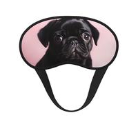 Sleep Mask for Side Sleeper Silk Sleeping Eye Masks with Elastic Strap Super Soft Eye Sleep Shade Cover Cute Black Pug Blackout Night Blindfold for Women Men Travel
