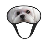 Sleep Mask for Side Sleeper Silk Sleeping Eye Masks with Elastic Strap Super Soft Eye Sleep Shade Cover Lovely Maltese Dog Blackout Night Blindfold for Women Men Travel