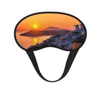 Sleep Mask for Side Sleeper Silk Sleeping Eye Masks with Elastic Strap Super Soft Eye Sleep Shade Cover Greece Island Sunset Landscape Blackout Night Blindfold for Women Men Travel