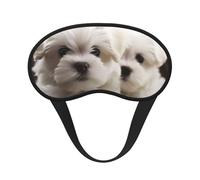 Sleep Mask for Side Sleeper Silk Sleeping Eye Masks with Elastic Strap Super Soft Eye Sleep Shade Cover Cute Maltese Puppy Blackout Night Blindfold for Women Men Travel