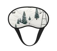 Sleep Mask for Side Sleeper Silk Sleeping Eye Masks with Elastic Strap Super Soft Eye Sleep Shade Cover Ski Lift with Fir Tree Blackout Night Blindfold for Women Men Travel