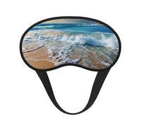 Sleep Mask for Side Sleeper Silk Sleeping Eye Masks with Elastic Strap Super Soft Eye Sleep Shade Cover Blue sea Sandy Beach Blackout Night Blindfold for Women Men Travel