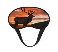 Sleep Mask for Side Sleeper Silk Sleeping Eye Masks with Elastic Strap Super Soft Eye Sleep Shade Cover Red Deer Bull Elk Sunset Blackout Night Blindfold for Women Men Travel