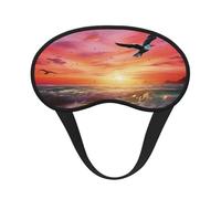 Sleep Mask for Side Sleeper Silk Sleeping Eye Masks with Elastic Strap Super Soft Eye Sleep Shade Cover Sea Gull Flying Over Colorful Sky Blackout Night Blindfold for Women Men Travel