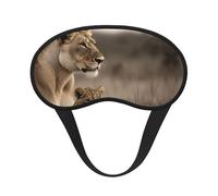 Sleep Mask for Side Sleeper Silk Sleeping Eye Masks with Elastic Strap Super Soft Eye Sleep Shade Cover Lioness with cub Blackout Night Blindfold for Women Men Travel