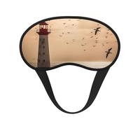 Sleep Mask for Side Sleeper Silk Sleeping Eye Masks with Elastic Strap Super Soft Eye Sleep Shade Cover Lighthouse and Gull Blackout Night Blindfold for Women Men Travel