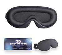 Sleep Mask for Women and Men, 3D Contoured Cups Eye Mask, 100% Light Blocking Sleeping Glasses, Shift Work and Naps, Black, Includes