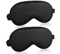 Sleep Mask for Women and Men Eye Mask for Sleeping Adjustable Elastic Strap Blackout Silk Sleep Eye Masks Soft Comfortable Eye Covers Blindfolds Black 2 Pcs