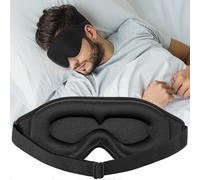 Sleep Mask for Women Men 3D Contoured Cup No Pressure Eye Mask for Sleeping Adjustable Soft Night Blindfold Eye Cover (Black)