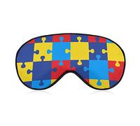 Sleep Mask for Women Men, Compatible with Autism Awareness Colorful Puzzles Blockout Light Eye Mask for Sleeping Blindfold, Eye Cover with Adjustable Strap, Soft Eye Shade for Nap Travel Night Shift