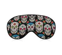 Sleep Mask for Women Men Compatible with Halloween Mexican Day Dead Sugar Skulls Eye Mask Sleep Adjustable for Light Blocking Blindfold Sleeping Mask for Home Flight Shift Work