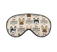 Sleep Mask for Women Men, Compatible with I Love French Bulldog Blockout Light Eye Mask for Sleeping Blindfold, Eye Cover with Adjustable Strap, Soft Eye Shade for Nap Travel Night Shift