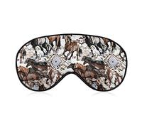 Sleep Mask for Women Men Compatible with Running Horses Wild Western Watercolor Tribal Eye Mask Sleep Adjustable for Light Blocking Blindfold Sleeping Mask for Home Flight Shift Work