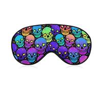 Sleep Mask for Women Men, Compatible with Trippy Colorful Funny Neon Skulls Blockout Light Eye Mask for Sleeping Blindfold, Eye Cover with Adjustable Strap, Soft Eye Shade for Nap Travel Night Shift