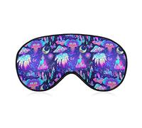 Sleep Mask for Women Men, Compatible with Trippy Moon Elephant Mushrooms Blockout Light Eye Mask for Sleeping Blindfold, Eye Cover with Adjustable Strap, Soft Eye Shade for Nap Travel Night Shift