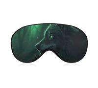 Sleep Mask Green Wolf Sleep Eye Mask with Adjustable Strap Blindfold Travel Eye Shade Cover Eyemask Eye Cover Soft Eyeshade Patches for Sleeping Yoga