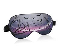 Sleep Mask Halloween Moon Bat Night Eye Shade Cover Soft Comfort Blindfold Blockout Light Adjustable Strap for Men Women