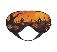 Sleep Mask Halloween Pumpkins Graveyard Spooky Night Comfortable Eye Mask with Adjustable Strap Soft Eye Cover Blindfold for Travel Yoga Nap Shift Work