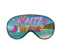 Sleep Mask Happy Birthday on The Beach Sleep Eye Mask with Adjustable Strap Blindfold Travel Eye Shade Cover Eyemask Eye Cover Soft Eyeshade Patches for Sleeping Yoga