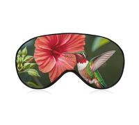 Sleep Mask Hummingbirds Red Flower Hibiscus Light Blocking Sleeping Eye Mask, Eye Cover with Adjustable Strap Eye Sleep Shade Cover