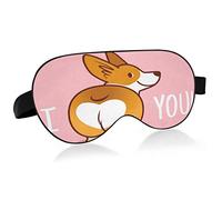 Sleep Mask I Love You Corgi Dog Night Eye Shade Cover Soft Comfort Blindfold Blockout Light Adjustable Strap for Men Women
