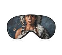 Sleep Mask Indigenous People and Wolves Sleep Eye Mask with Adjustable Strap Blindfold Travel Eye Shade Cover Eyemask Eye Cover Soft Eyeshade Patches for Sleeping Yoga