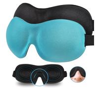 Sleep Mask Invisible Alar Deep Orbit 3D Eye Mask Ultra Lightweight & Comfortable Sleeping Mask Eye Sleep Mask for Travel, Nap, Shift Works (Blue&Black, 2 Count（Pack of 1)