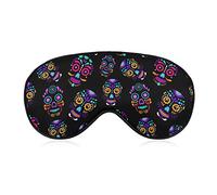 Sleep Mask Night Cover Eye Sleeping Masks Compatible with Day Dead Colorful Sugar Skull for Women Men, Breathable Blindfold for Airplane Travel Adjustable Strap