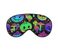 Sleep Mask Night Cover Eye Sleeping Masks Compatible with Halloween Trippy Mushroom Pumpkin for Women Men, Breathable Blindfold for Airplane Travel Adjustable Strap