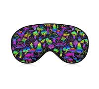 Sleep Mask Night Cover Eye Sleeping Masks Compatible with Neon Mushrooms Pattern Purple for Women Men, Breathable Blindfold for Airplane Travel Adjustable Strap