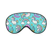 Sleep Mask Night Cover Eye Sleeping Masks Compatible with Sky Blue Cartoon Unicorns Donuts Rainbow 80s 90s for Women Men, Breathable Blindfold for Airplane Travel Adjustable Strap