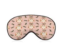 Sleep Mask Owl Pink for Light Blocking,Eye Mask for Women Men Side Sleeper,Puffiness Dry Eyes Headache,Adjustable Strap