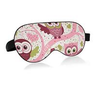 Sleep Mask Owl Pink Tree Night Eye Shade Cover Soft Comfort Blindfold Blockout Light Adjustable Strap for Men Women