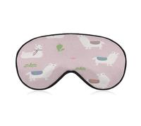 Sleep Mask Pink Alpaca for Light Blocking,Eye Mask for Women Men Side Sleeper,Puffiness Dry Eyes Headache,Adjustable Strap