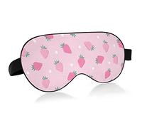 Sleep Mask Pink Strawberry Night Eye Shade Cover Soft Comfort Blindfold Blockout Light Adjustable Strap for Men Women