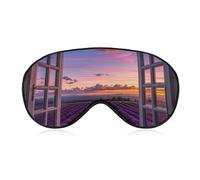 Sleep Mask Purple Sunset Lavender Flower Sleep Eye Mask with Adjustable Strap Blindfold Travel Eye Shade Cover Eyemask Eye Cover Soft Eyeshade Patches for Sleeping Yoga