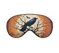 Sleep Mask Raven Halloween Sleep Eye Mask with Adjustable Strap Blindfold Travel Eye Shade Cover Eyemask Eye Cover Soft Eyeshade Patches for Sleeping Yoga